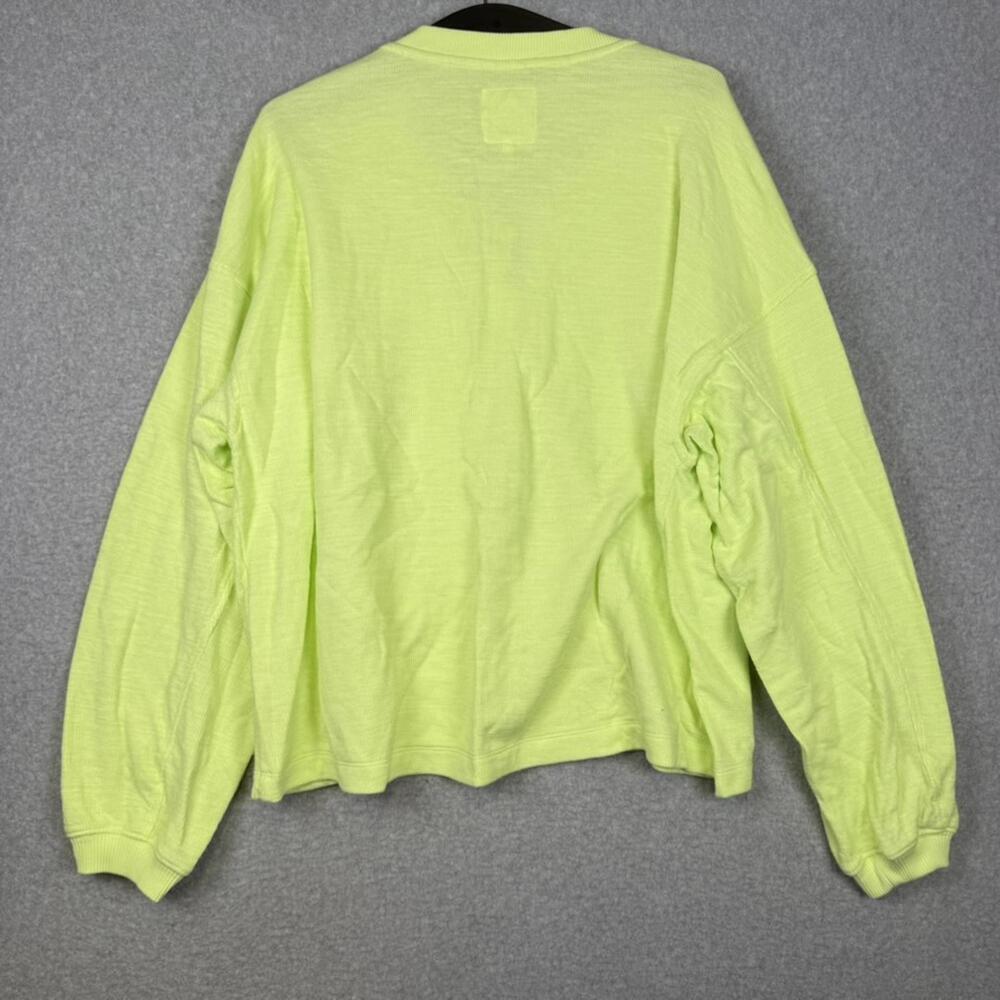 Aerie Henley Long Sleeve Top Neon Yellow Lightweight Waffle Knit Women’s XL NWT - Picture 6 of 7